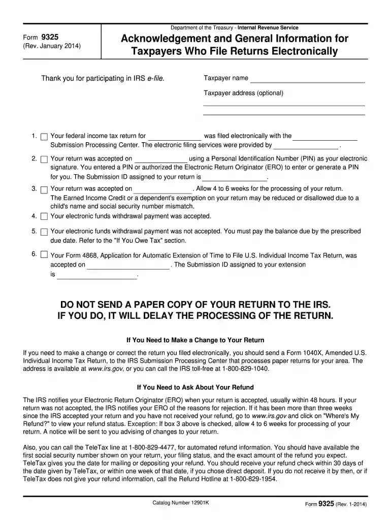 form 9325 2014 Preview on Page 1