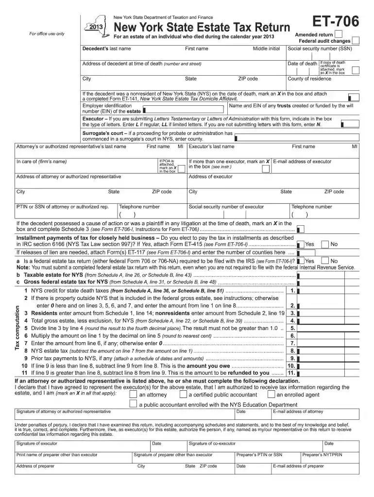 Estate tax forms - current period - Department of Taxation and Finance Preview on Page 1