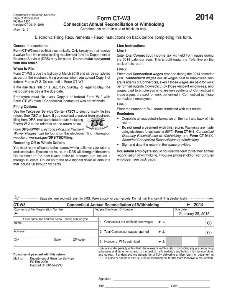 form ct w3 2014 Preview on Page 1