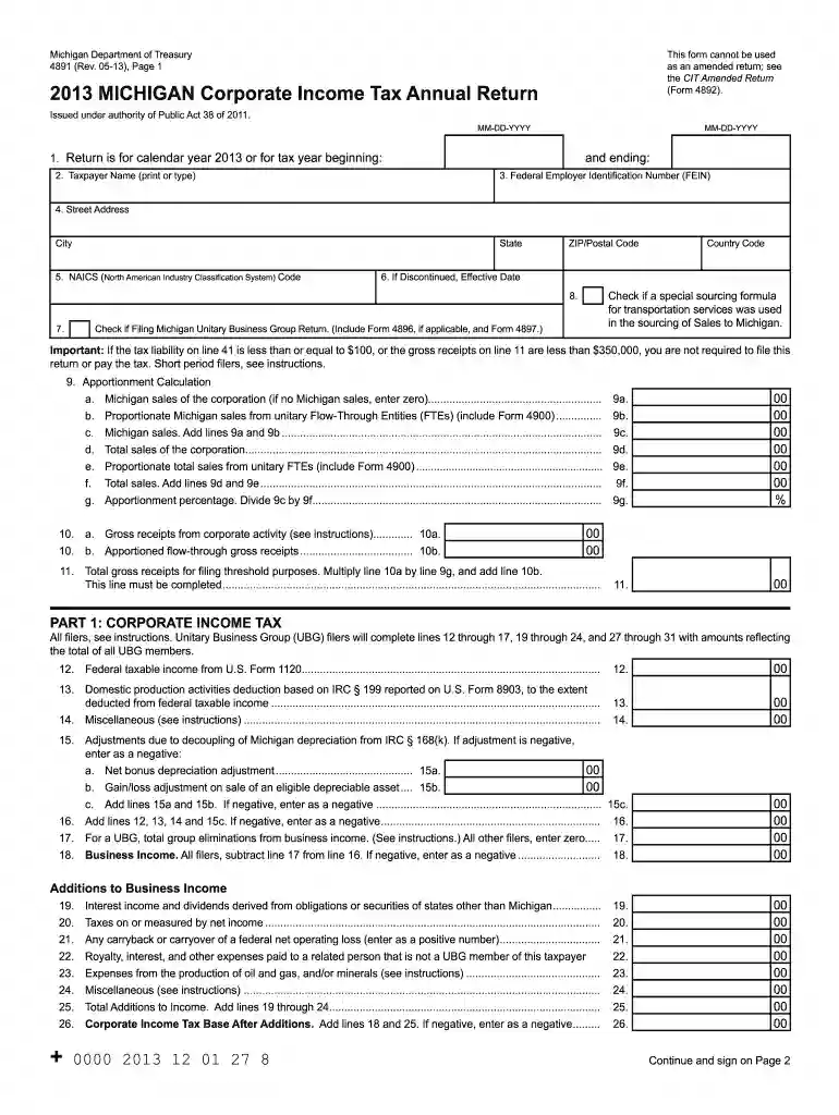 2013 form 4891 Preview on Page 1