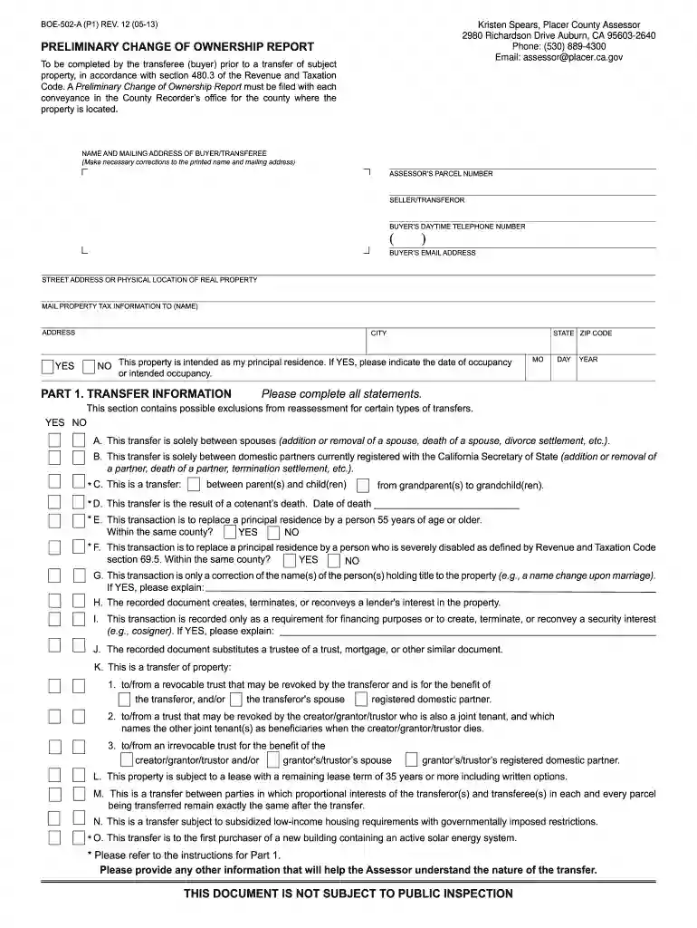 form preliminary change ownership report 2014 Preview on Page 1