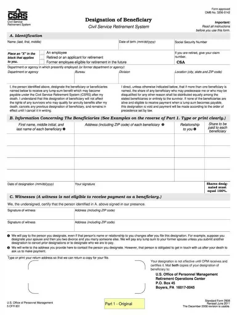 tsa form 2808 Preview on Page 1