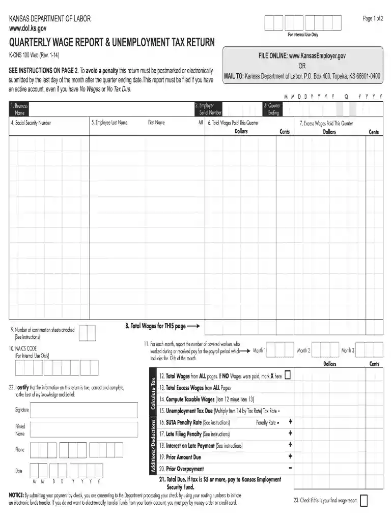 kansas unemployment tax form Preview on Page 1