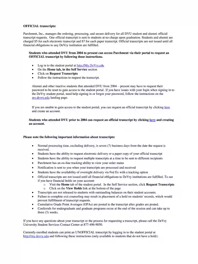 devry transcript Preview on Page 1