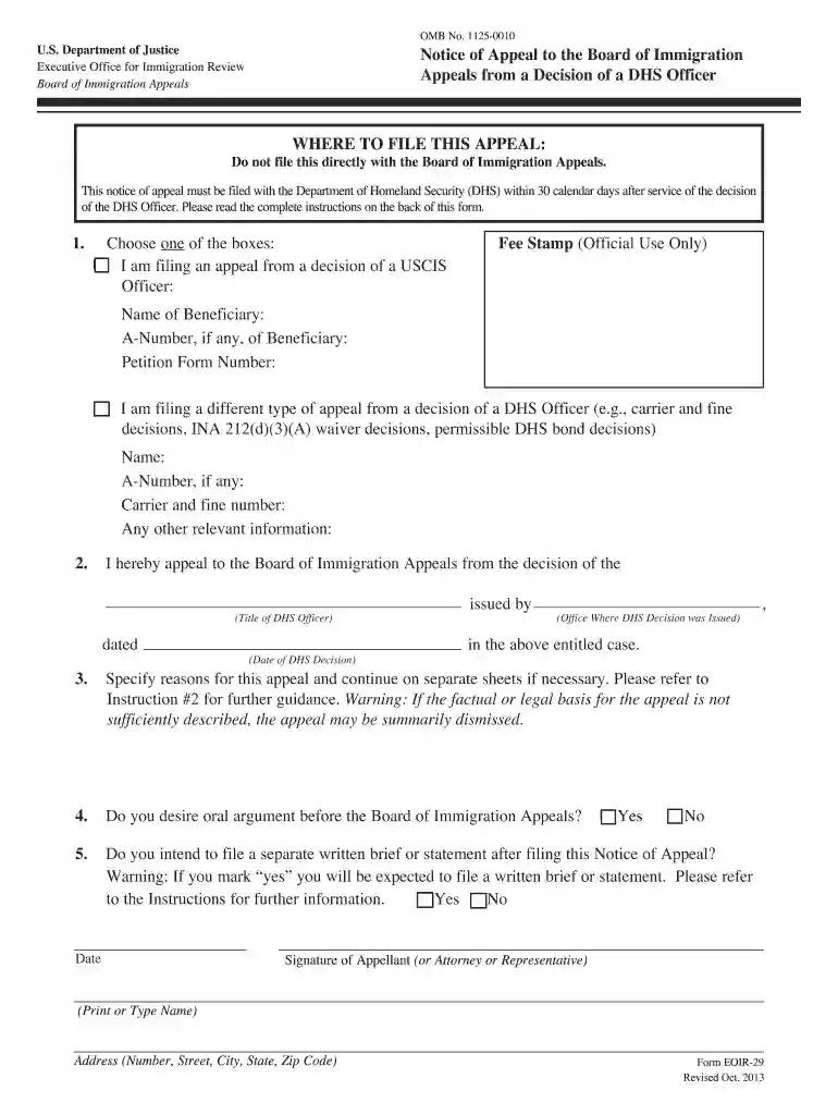 eoir forms Preview on Page 1