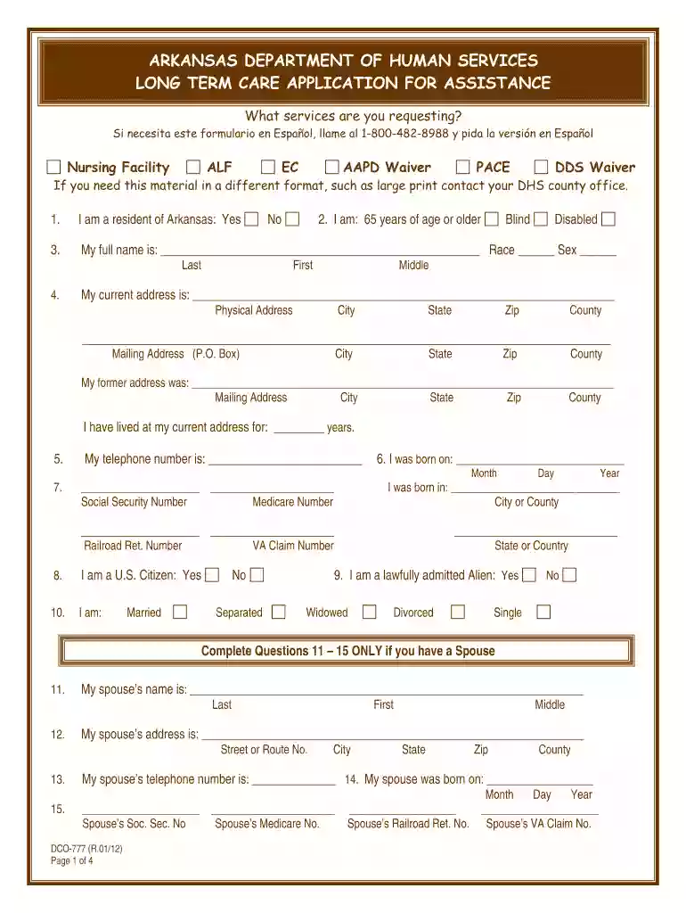 arkansas dhs forms Preview on Page 1