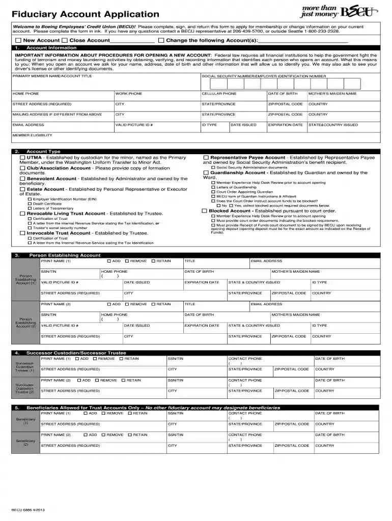 fiduciary account application Preview on Page 1