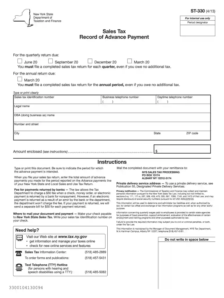 nys sales tax forms st 330 2013 Preview on Page 1