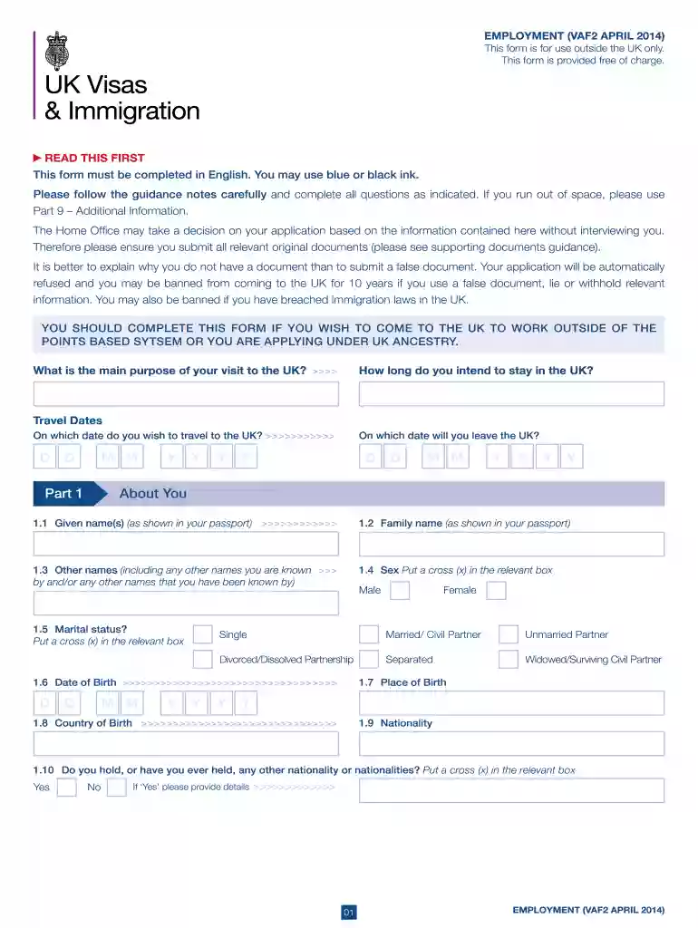uk work permit application form Preview on Page 1