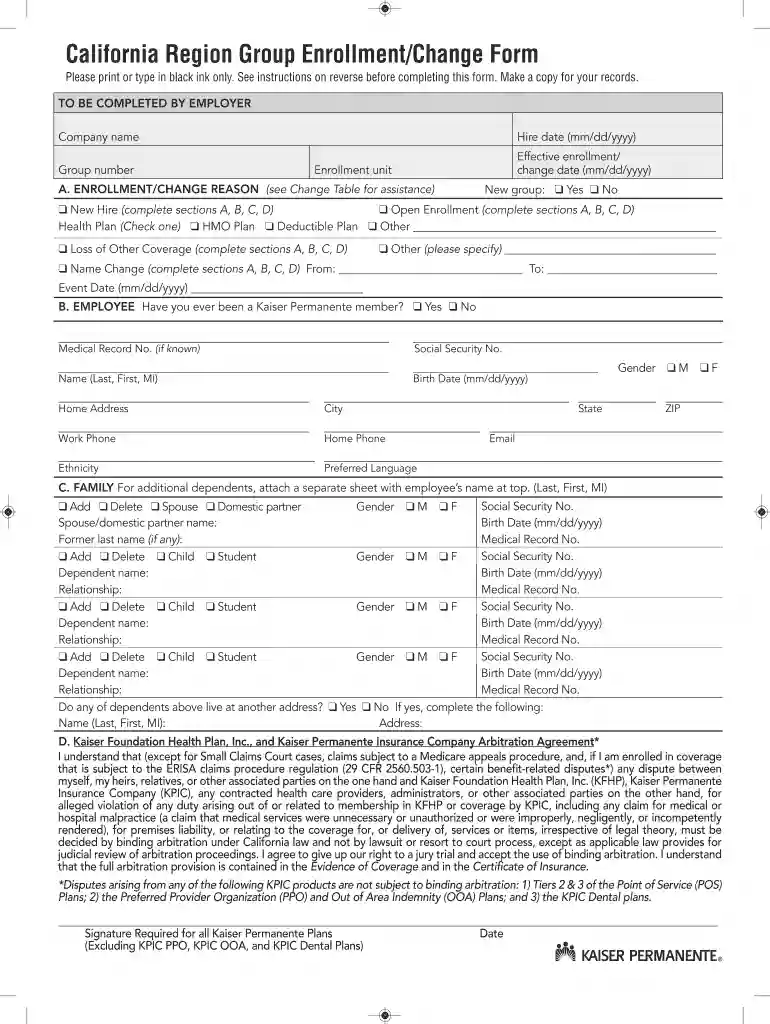 kaiser form Preview on Page 1
