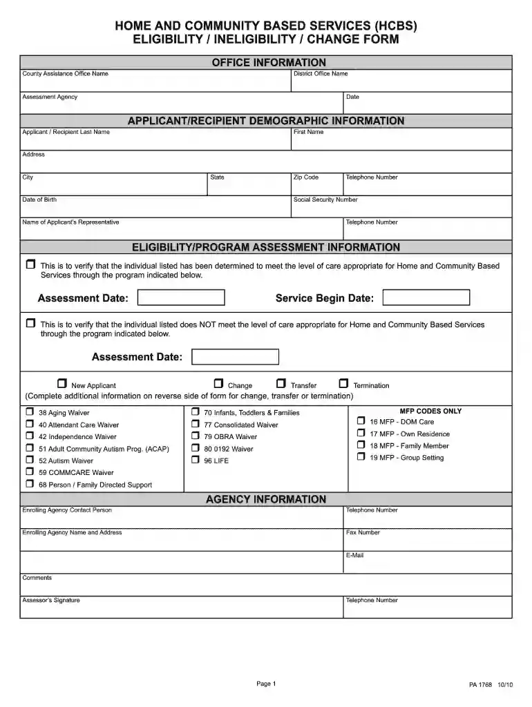 pa 1768 form Preview on Page 1