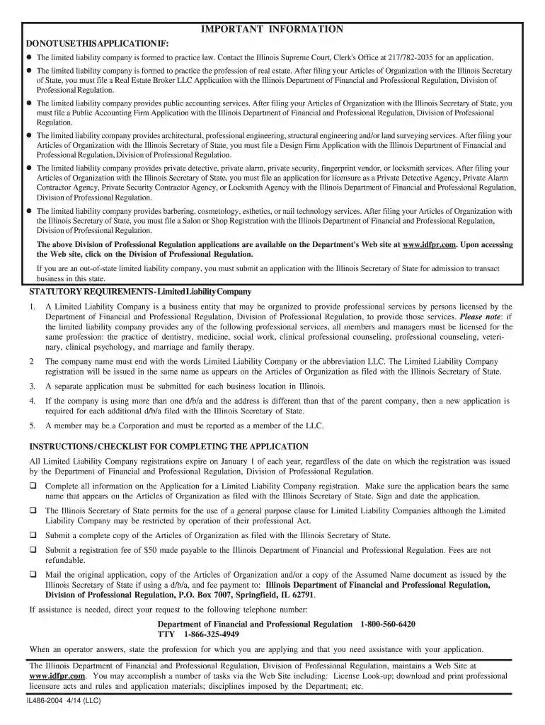illinois llc application online Preview on Page 1