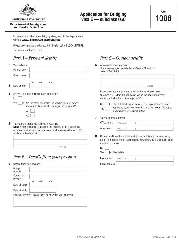 bridging visa e application form Preview on Page 1