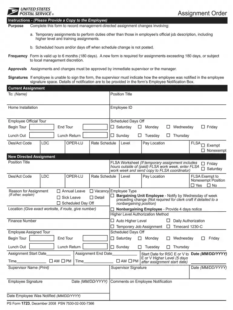 ps form 1723 Preview on Page 1