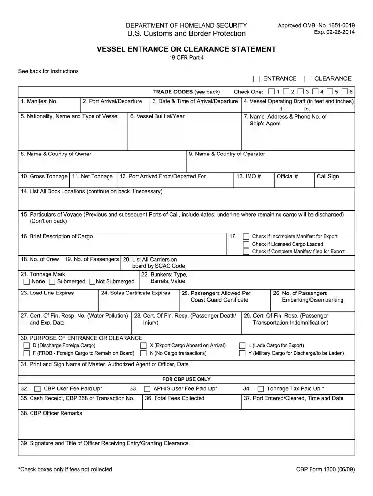 cbp form 1300 Preview on Page 1