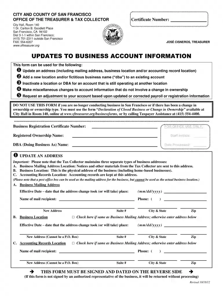 sftreasurer org account update Preview on Page 1