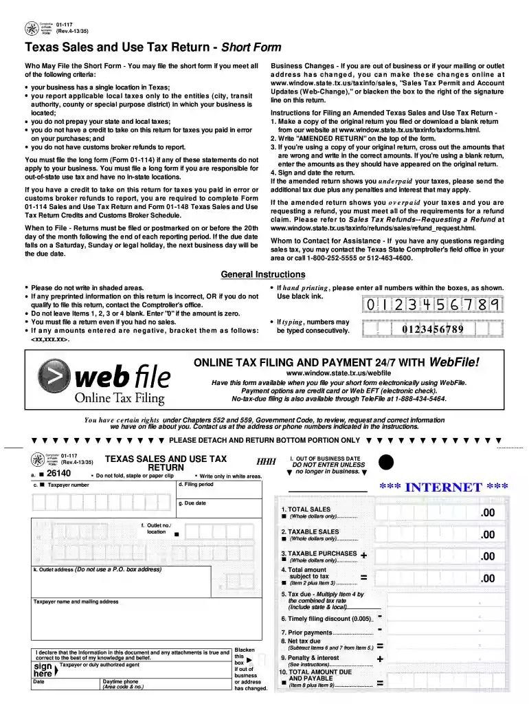 texas sales tax form Preview on Page 1