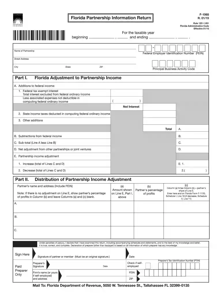 2014 florida f 1065 2014 form Preview on Page 1