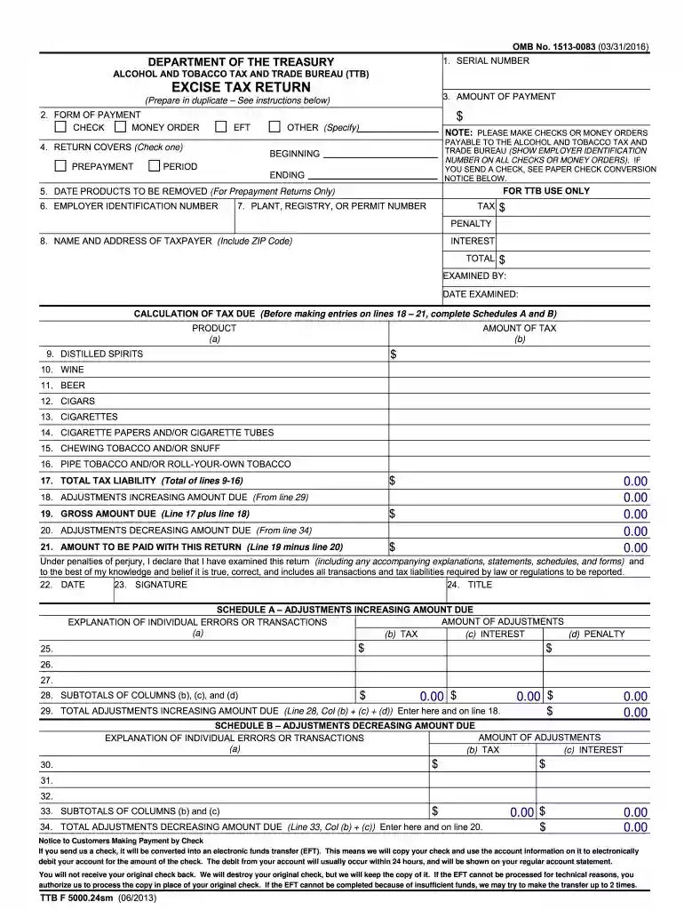 form excise tax 2013-2019 Preview on Page 1