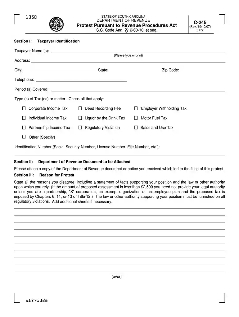 sc dor form c 245 2007 Preview on Page 1