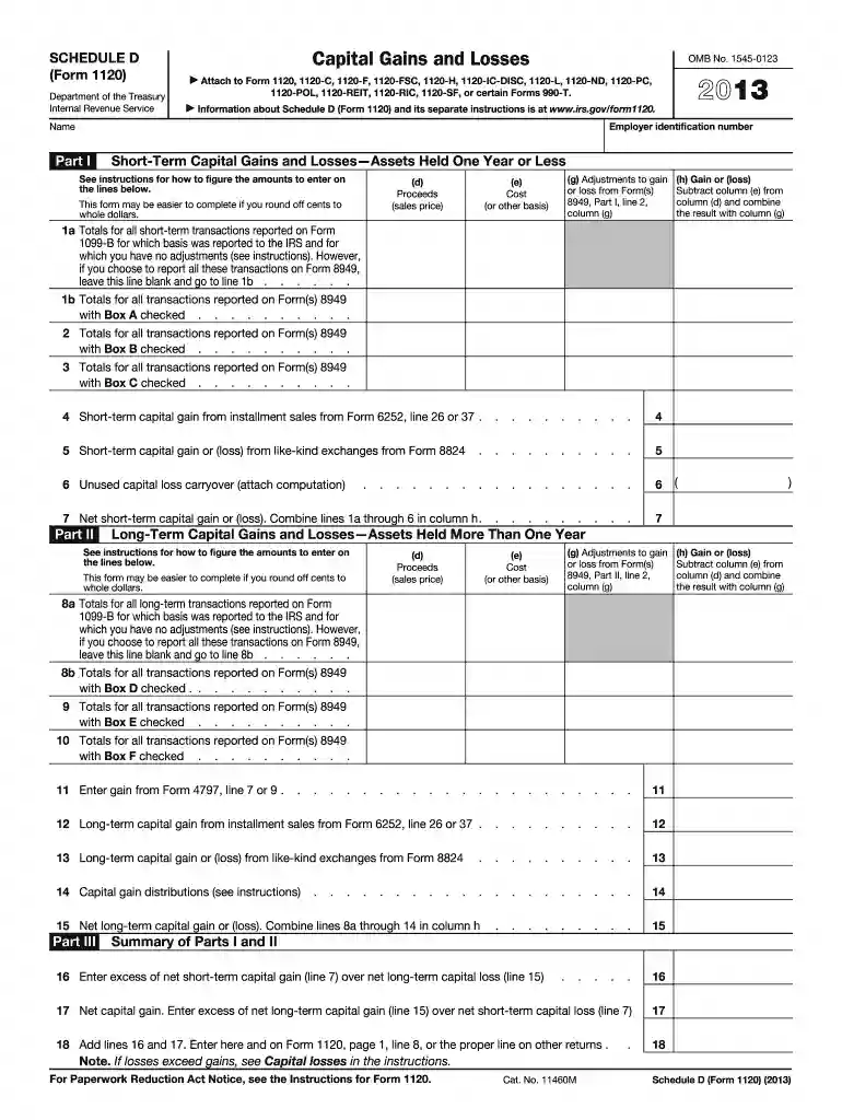2013 irs schedule d form Preview on Page 1