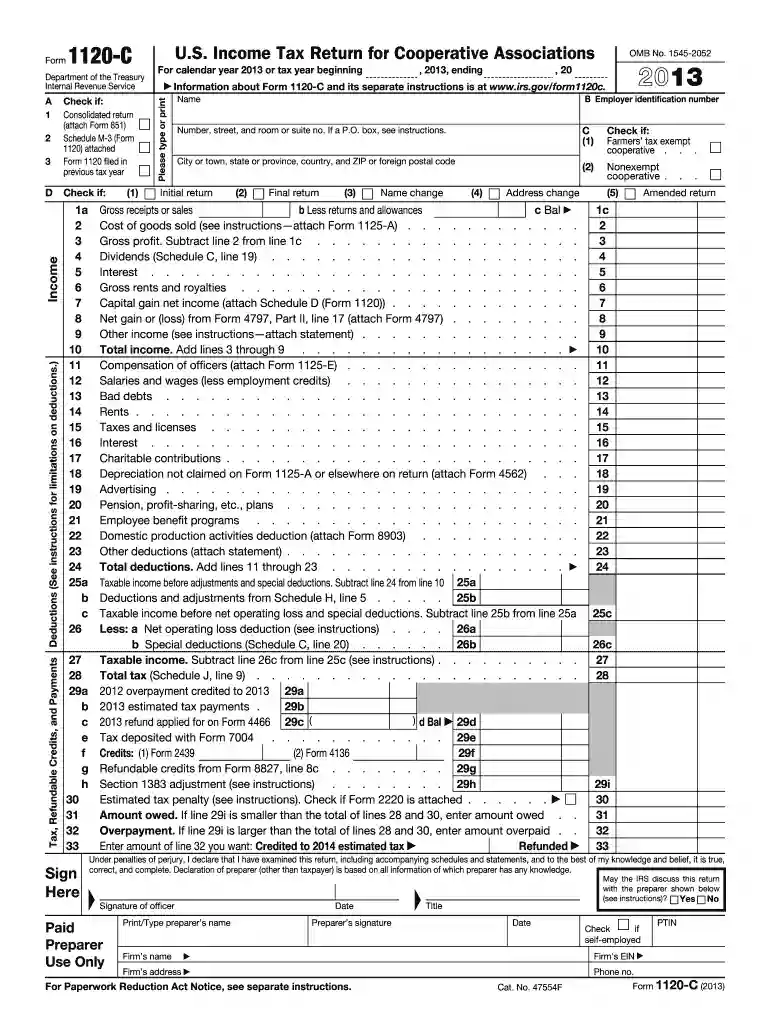 2013 form 1120 c Preview on Page 1