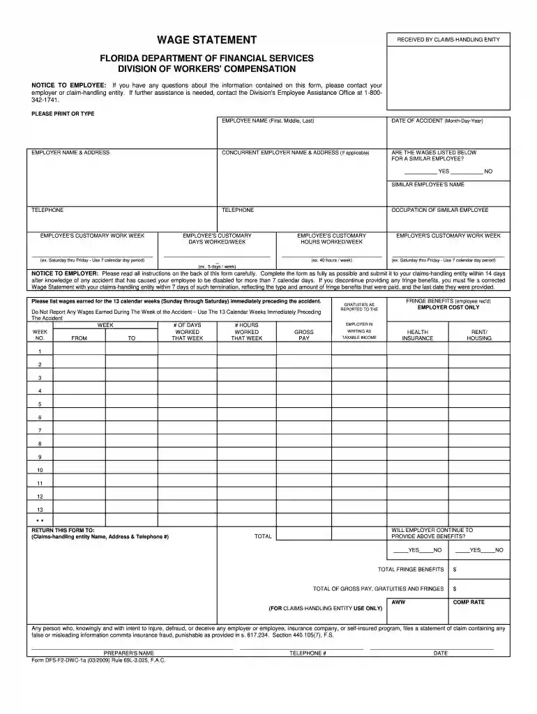 florida wage statement Preview on Page 1