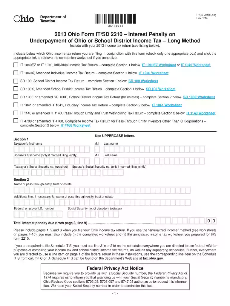 form itsd 2210 2013 Preview on Page 1