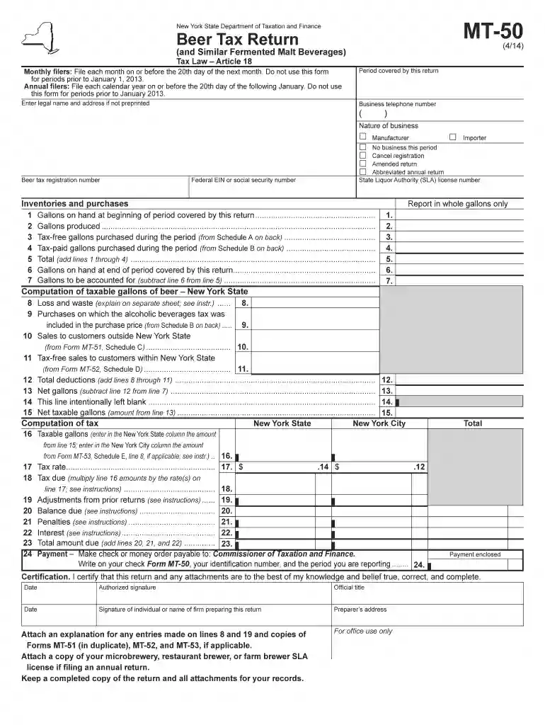 mt 50 2014 form Preview on Page 1