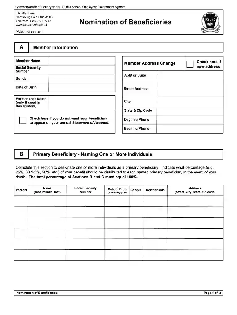 beneficiary information Preview on Page 1