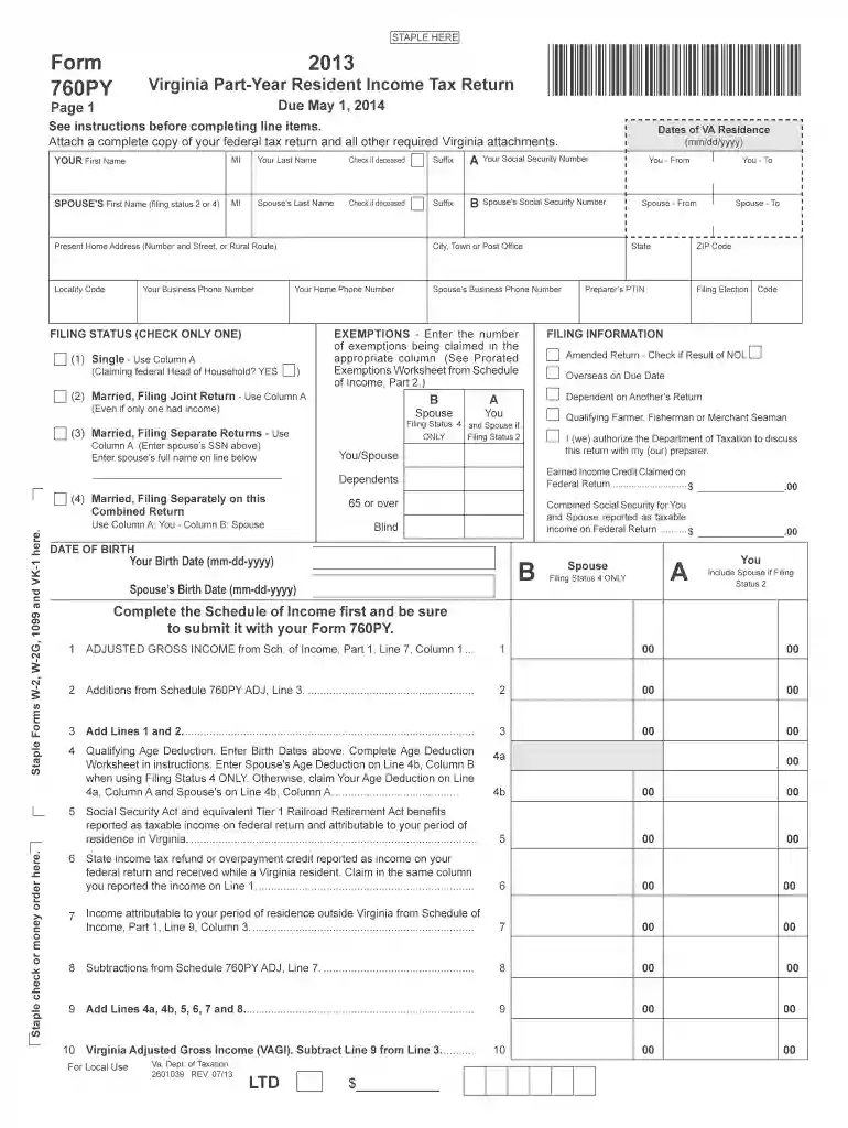 2013 virginia form Preview on Page 1