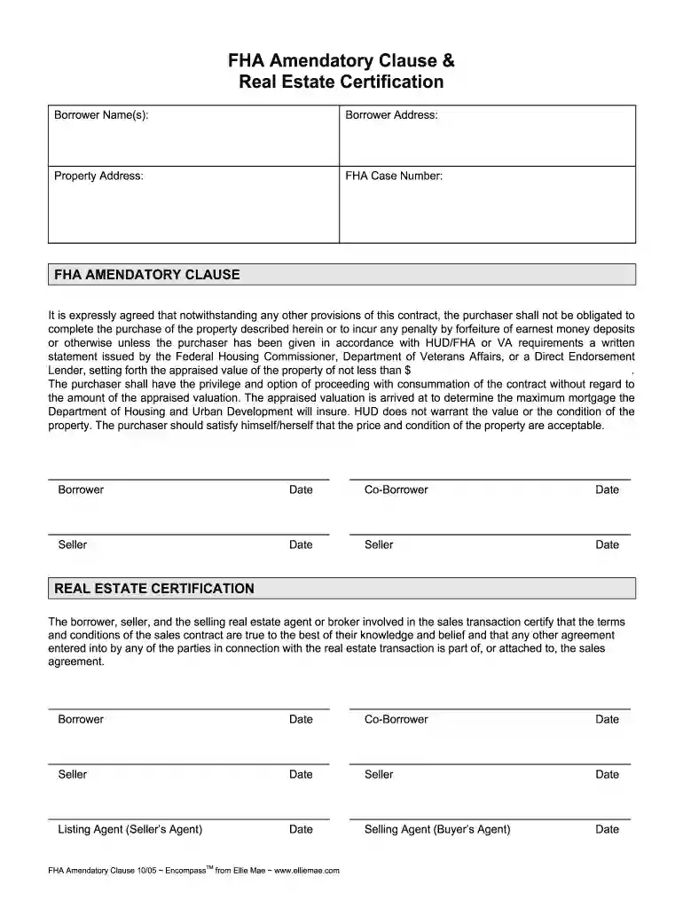 fha amendatory clause form 2024 Preview on Page 1