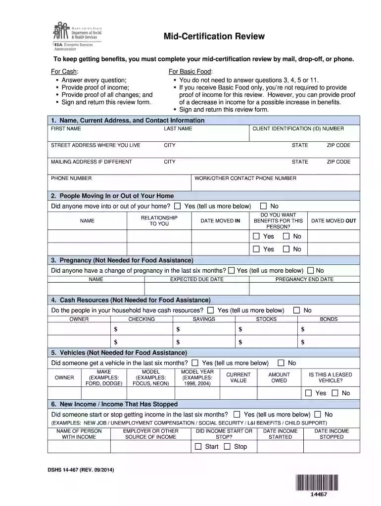 wa state ebt mid review 2014 form Preview on Page 1