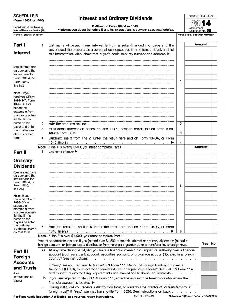 2014 irs schedule b Preview on Page 1
