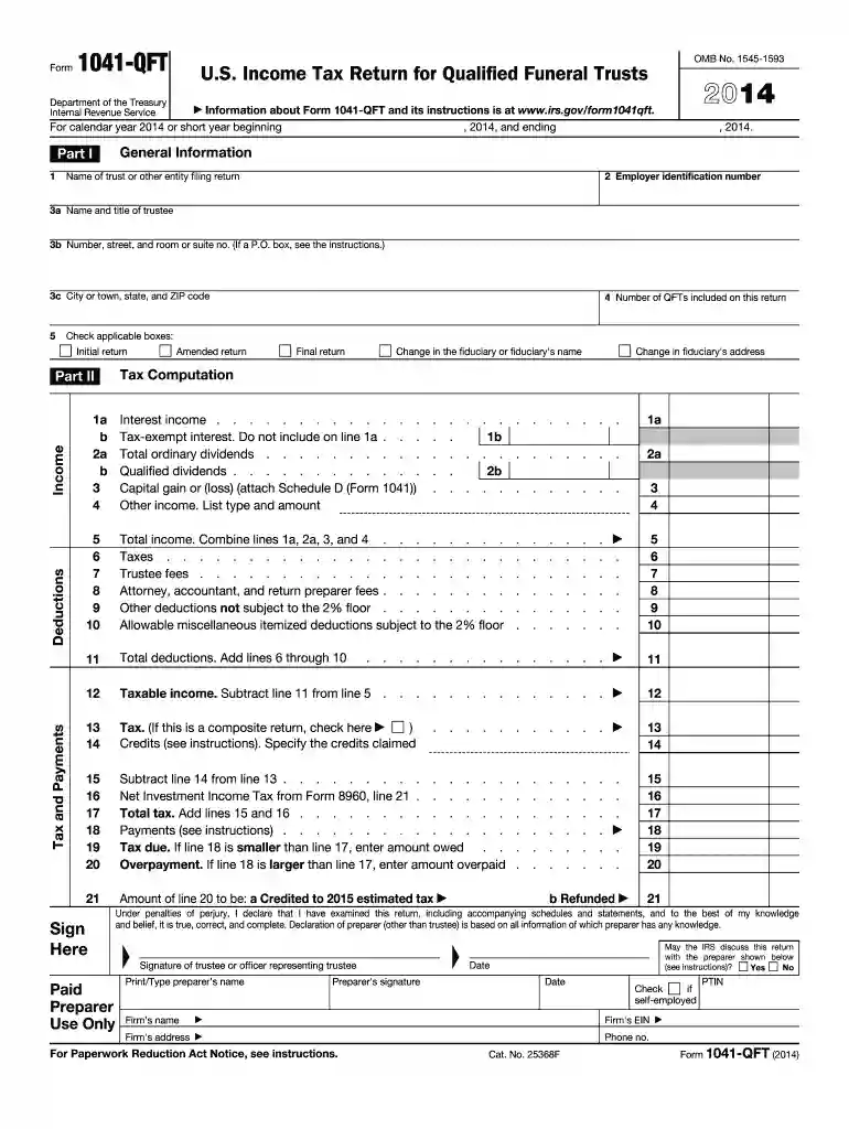 1041 qft 2014 form Preview on Page 1