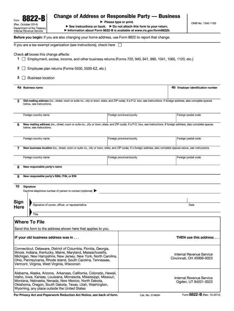 irs business name change form 8822 Preview on Page 1