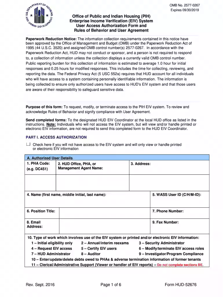 hud eiv form Preview on Page 1