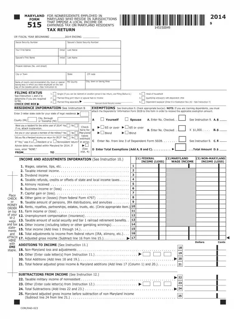 form 515 2014 Preview on Page 1