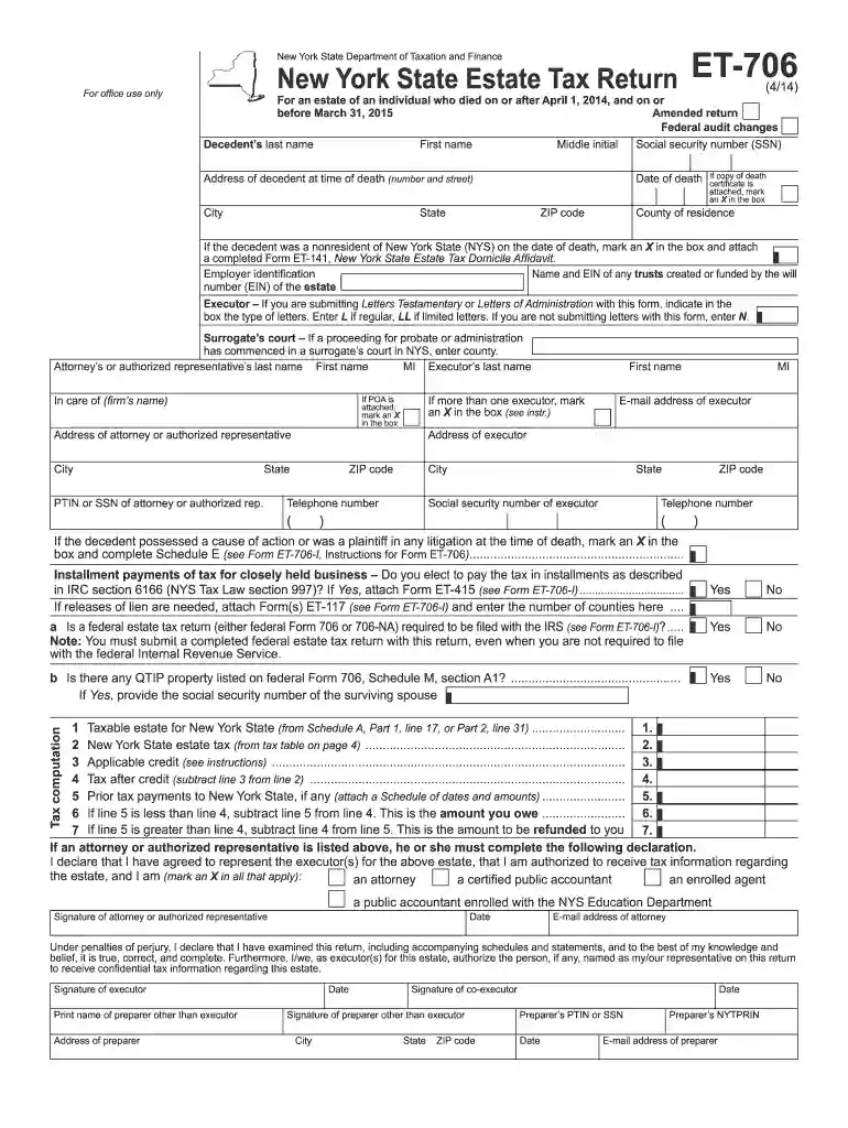 et 706 2014 form Preview on Page 1