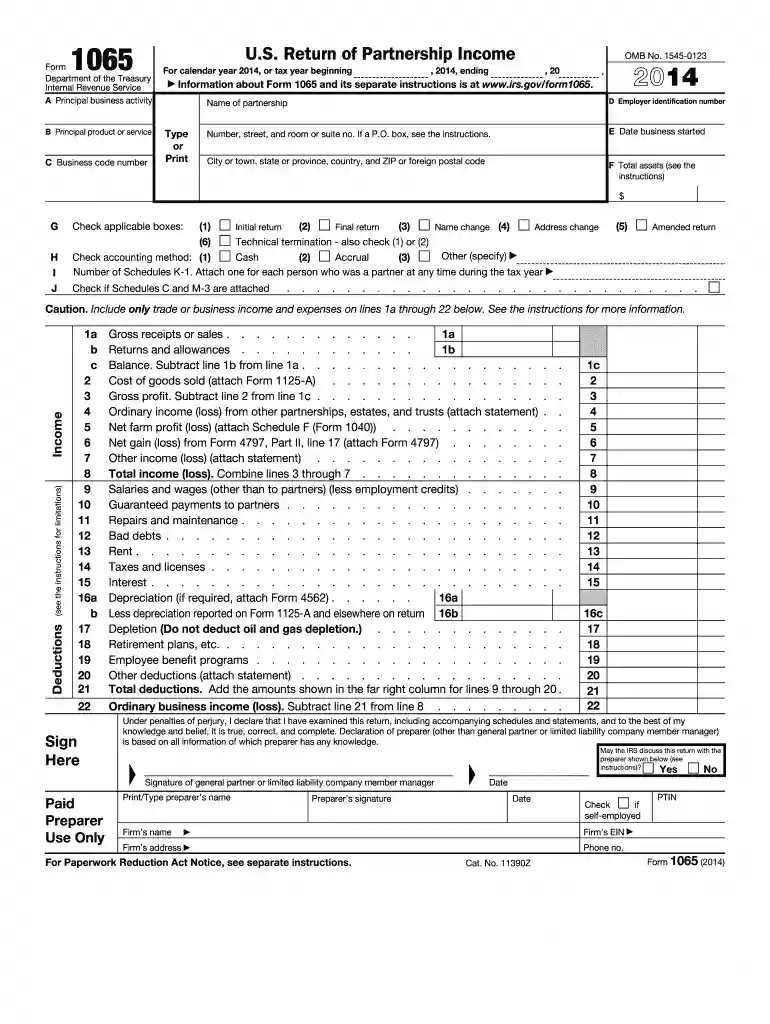 2014 form 1065 Preview on Page 1
