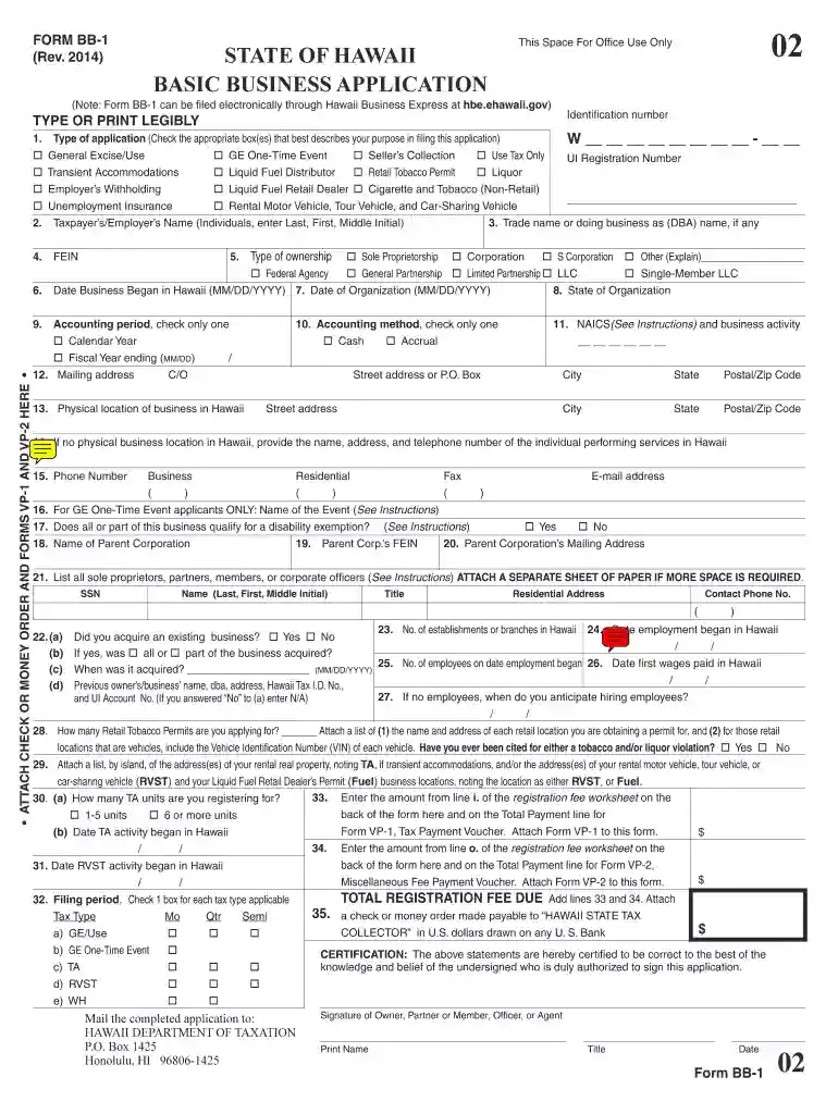 hawaii form application 2014 Preview on Page 1