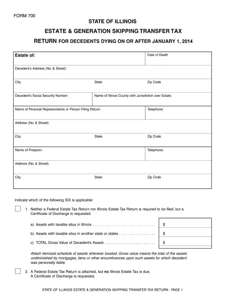 illinois form 700 2014 Preview on Page 1