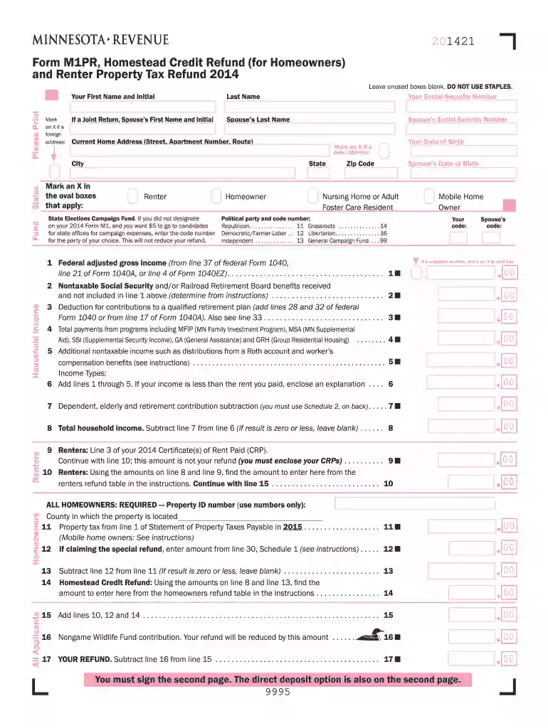 2014 mn form property tax Preview on Page 1