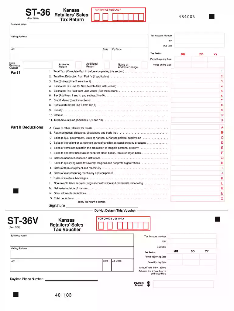 2008 Kansas retailers sales tax form - ksrevenue Preview on Page 1