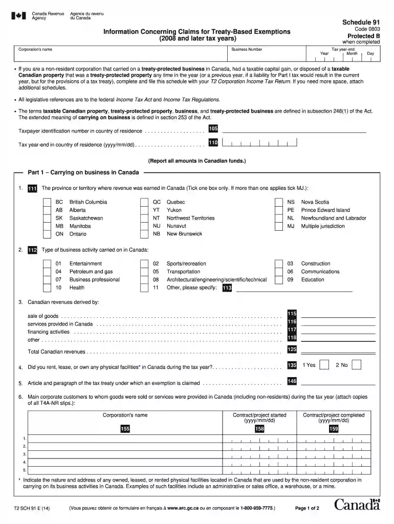 canada schedule 91 Preview on Page 1