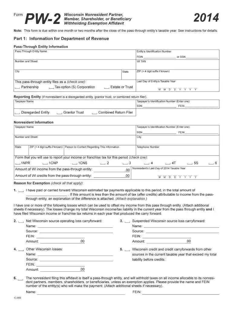 form pw 2 2014 Preview on Page 1