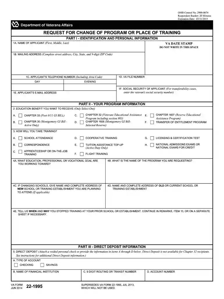 va form 22 1995 Preview on Page 1