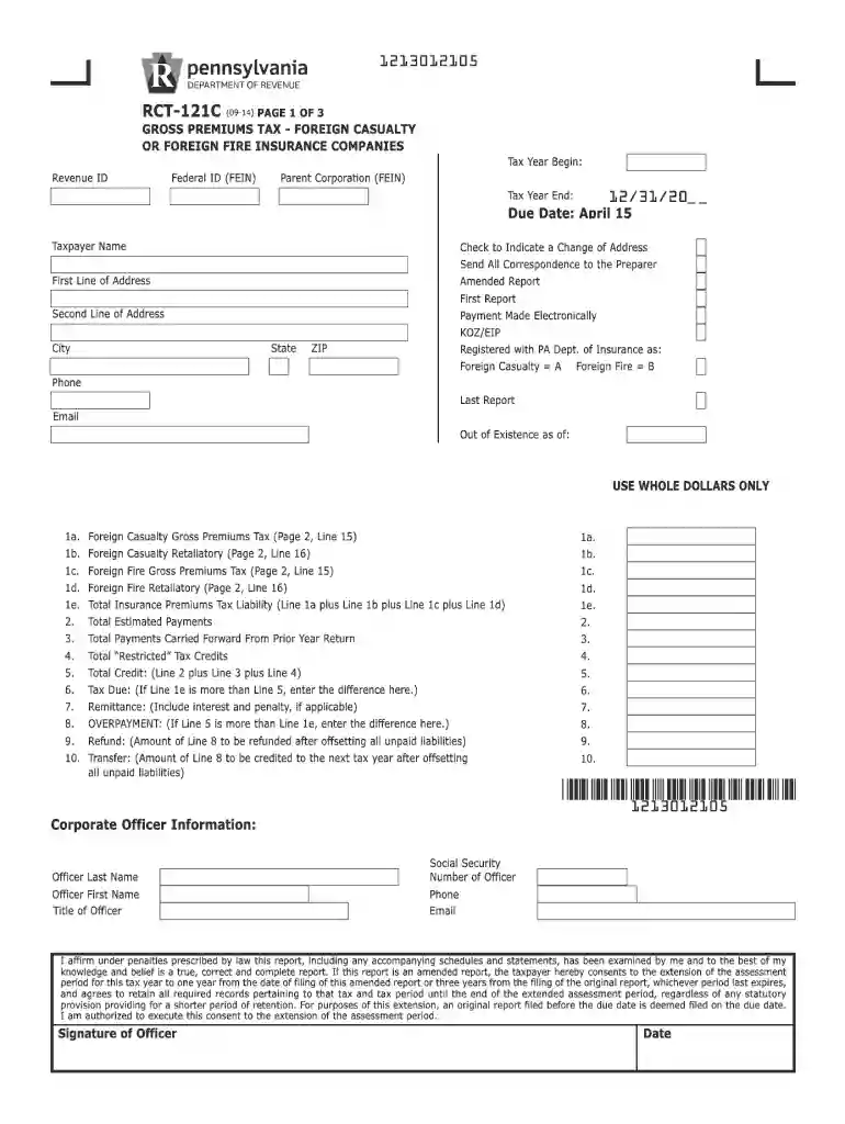pa tax insurance 2014 form Preview on Page 1