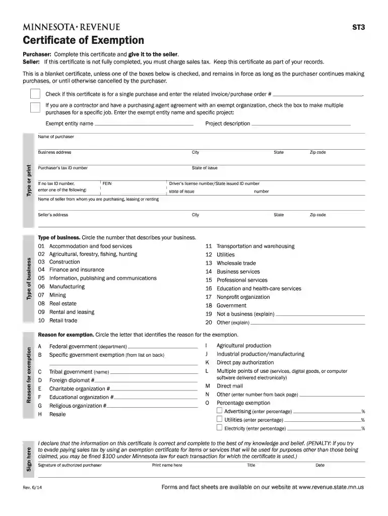 2012 mn form exemption Preview on Page 1