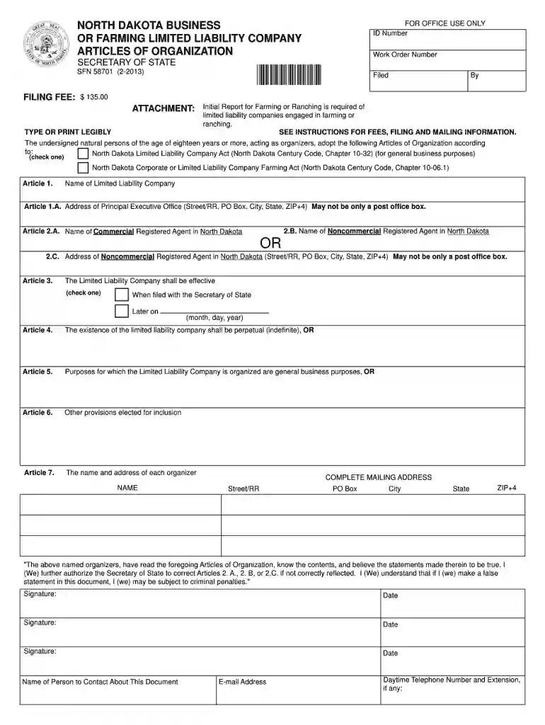 SFN 58701 - State of North Dakota Preview on Page 1